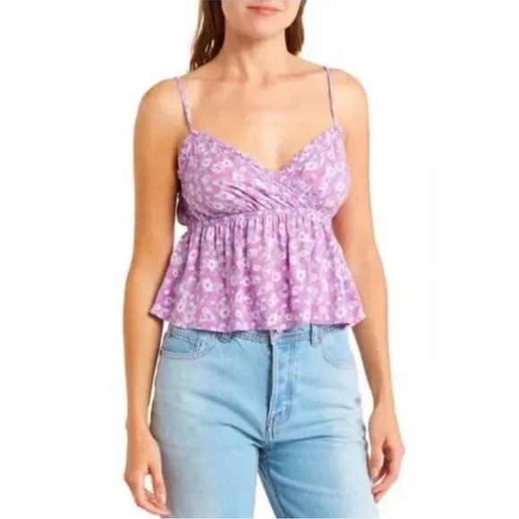 NWT Abound Nordstrom Floral Swing Cami Crop In Purple Windy Daisy Size Medium - Picture 1 of 10